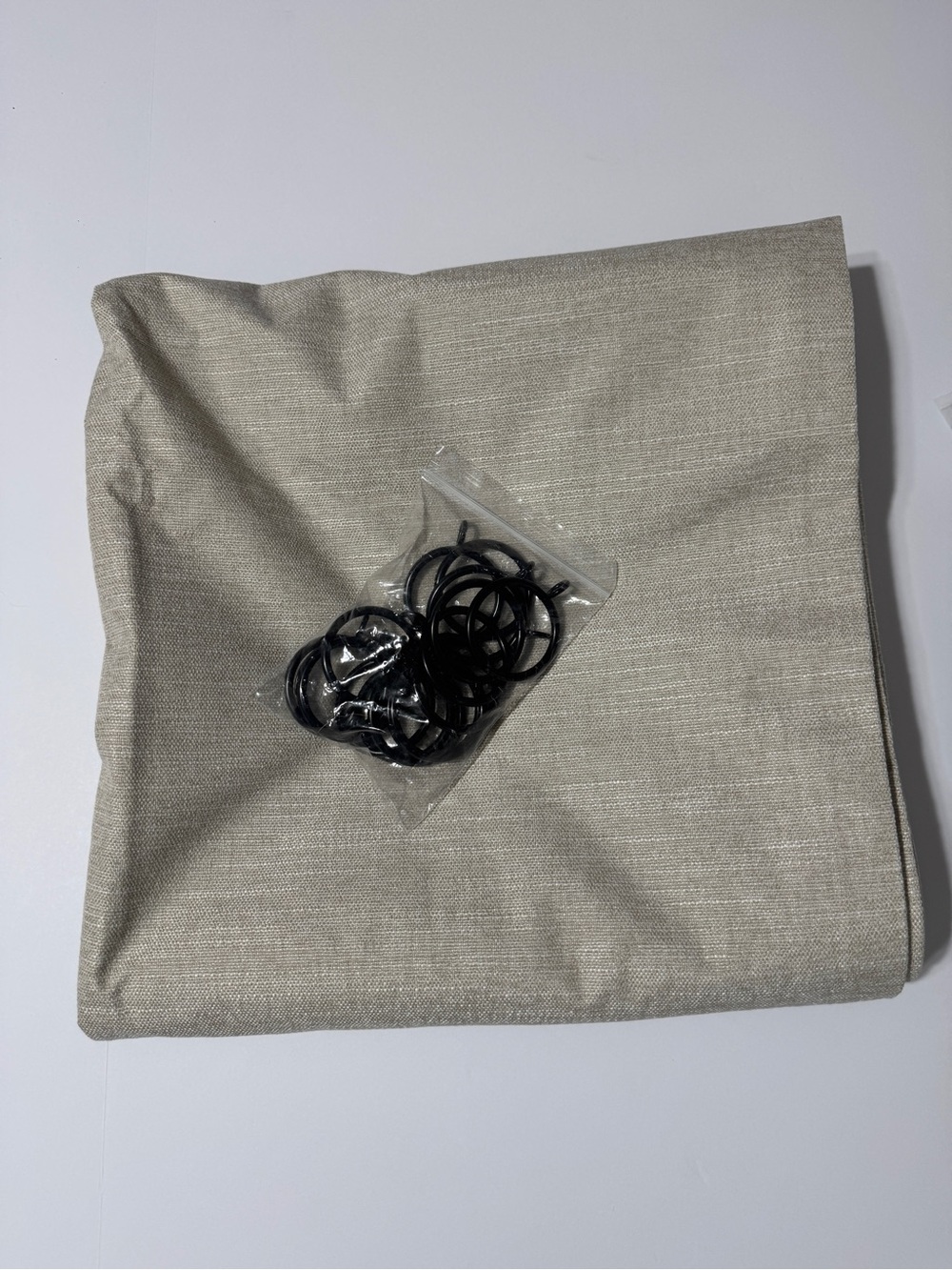 NWOT Blackout Light Tan Curtain With Black Rings